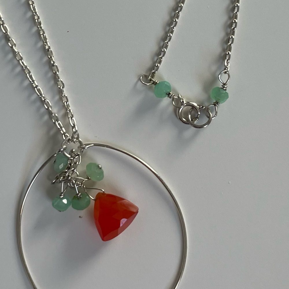Sterling Silver and Semi Precious Stones Necklace - Picture 4 of 5